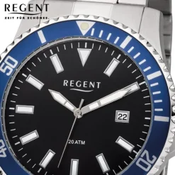 Regent Herren Armbanduhr Analog F-1182 Quarz-Uhr Metall silber URF1182