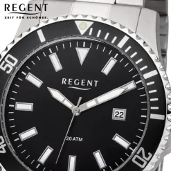 Regent Herren Armbanduhr Analog F-1183 Quarz-Uhr Metall silber URF1183