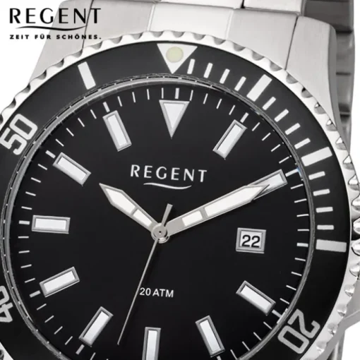 Regent Herren Armbanduhr Analog F-1183 Quarz-Uhr Metall silber URF1183