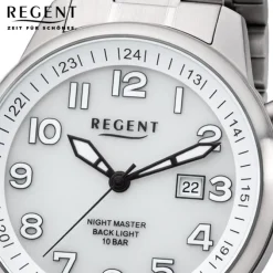Regent Herren Armbanduhr Analog F-1187 Quarz-Uhr Metall silber URF1187