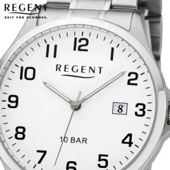 Regent Herren Armbanduhr Analog F-1190 Quarz-Uhr Metall silber URF1190