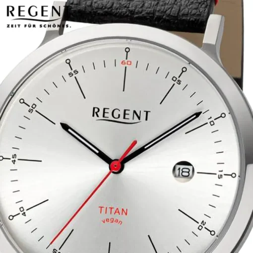 Regent Herren Armbanduhr Analog Lederarmband schwarz rot URBA702