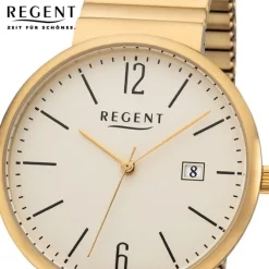 Regent Herren Armbanduhr Analog F-1201 Quarz-Uhr Metall silber URF1201
