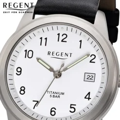 Regent Herren Armbanduhr Analog F-683 Quarz-Uhr Titan schwarz URF683
