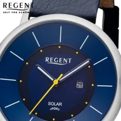 Regent Herren Armbanduhr Analog Lederarmband dunkelblau URBA721