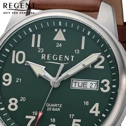 Regent Herren Armbanduhr Analog Lederarmband braun URBA759
