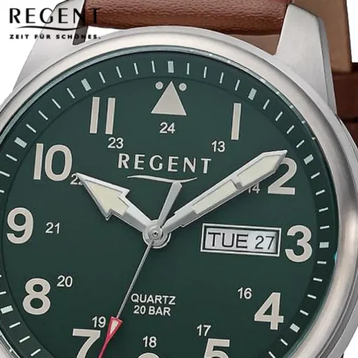 Regent Herren Armbanduhr Analog Lederarmband braun URBA759