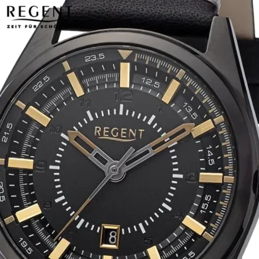 Regent Herren Armbanduhr Analog Lederarmband schwarz URBA763