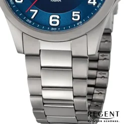 Regent Herren Armbanduhr Analog Titanarmband silber URBA776