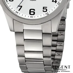 Regent Herren Armbanduhr Analog Titanarmband silber URBA777