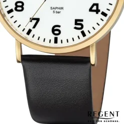 Regent Herren Armbanduhr Analog Lederarmband schwarz URBA797