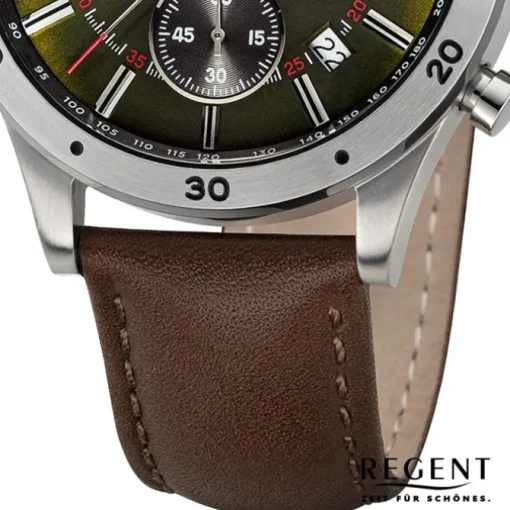 Regent Herren Armbanduhr Analog Lederarmband dunkelbraun URBA822