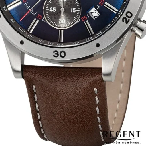 Regent Herren Armbanduhr Analog Lederarmband dunkelbraun URBA823