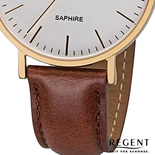 Regent Herren Armbanduhr Analog Lederarmband braun URF1252