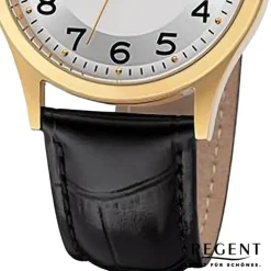 Regent Herren Armbanduhr Analog Lederarmband schwarz URF1261