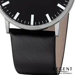 Regent Herren Armbanduhr Analog Lederarmband schwarz URF1265