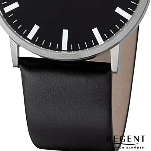 Regent Herren Armbanduhr Analog Lederarmband schwarz URF1265
