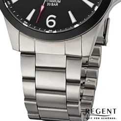 Regent Herren Armbanduhr Analog Titanarmband grau URF1298
