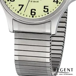 Regent Herren Armbanduhr Analog Edelstahlarmband silber URF1348