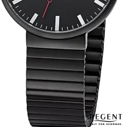 Regent Herren Armbanduhr Analog Edelstahlarmband schwarz URF1355