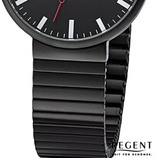 Regent Herren Armbanduhr Analog Edelstahlarmband schwarz URF1355