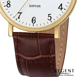 Regent Herren Armbanduhr Analog Lederarmband braun URF1425