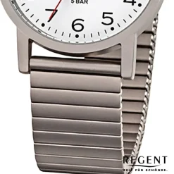 Regent Herren Armbanduhr Analog Edelstahlarmband grau URF1436