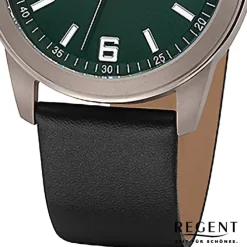 Regent Herren Armbanduhr Analog Lederarmband schwarz URF1448
