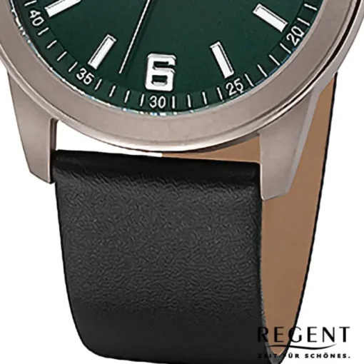 Regent Herren Armbanduhr Analog Lederarmband schwarz URF1448