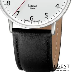 Regent Herren Armbanduhr Analog Lederarmband schwarz URGM2302