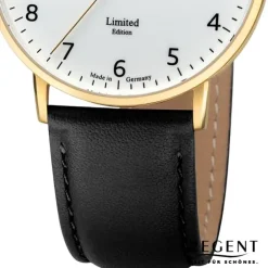 Regent Herren Armbanduhr Analog Lederarmband schwarz URGM2303