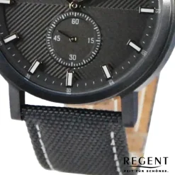 Regent Herren Armbanduhr Analog Lederarmband schwarz weiss UR1111575