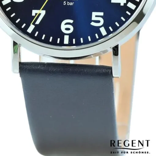 Regent Herren Armbanduhr Analog Lederarmband blau UR1114076