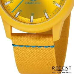 Regent Herren Armbanduhr Analog Nylonarmband gelb hellblau URBA735
