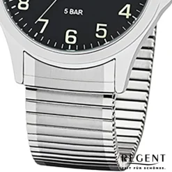 Regent Herren Armbanduhr Analog 1242428 Quarz-Uhr Metall silber UR1242428