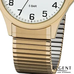 Regent Herren Armbanduhr Analog 1243486 Quarz-Uhr Metall gold UR1243486
