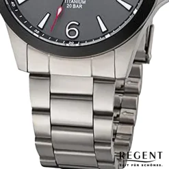 Regent Herren Armbanduhr Analog Titanarmband grau URF1297