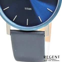Regent Herren Armbanduhr Analog Lederarmband dunkelblau UR1094066