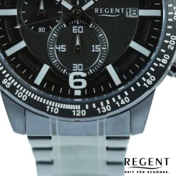 Regent Herren Armbanduhr Chronograph Metallarmband schwarz UR1152512