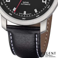 Regent Herren Armbanduhr Analog GM-2104 Automatik Lederband schwarz URGM2104