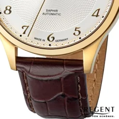 Regent Herren Armbanduhr Analog Lederarmband braun URGM2214