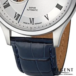 Regent Herren Armbanduhr Analog Lederarmband blau URGM2215