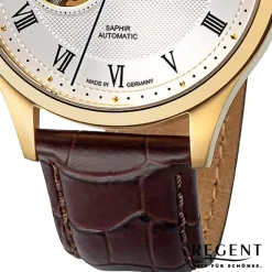 Regent Herren Armbanduhr Analog Lederarmband braun URGM2216