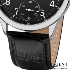Regent Herren Armbanduhr Analog GM-2201 Handaufzug Lederband schwarz URGM2119