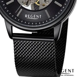 Regent Herren Armbanduhr Analog Metallarmband schwarz URF1397