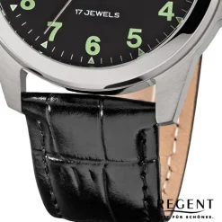 Regent Herren Armbanduhr Analog Lederarmband schwarz URF1571