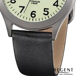 Regent Herren Armbanduhr Analog Lederarmband schwarz URF1268