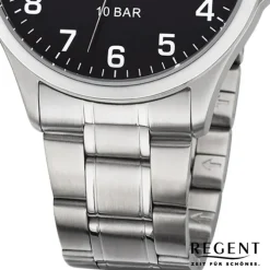 Regent Herren Armbanduhr Analog F-1191 Quarz-Uhr Metall silber URF1191