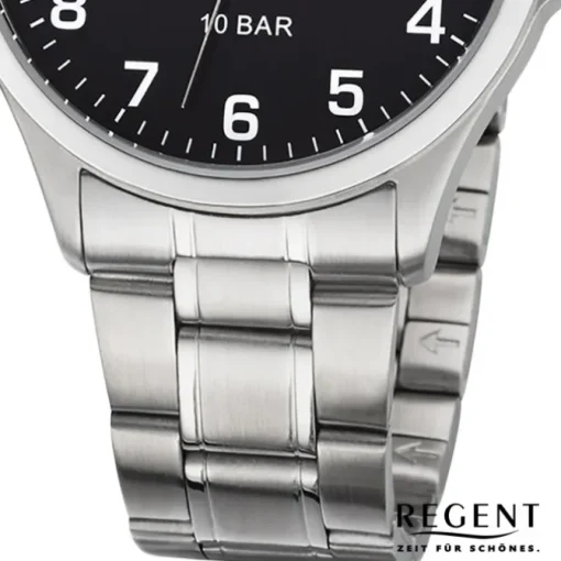 Regent Herren Armbanduhr Analog F-1191 Quarz-Uhr Metall silber URF1191