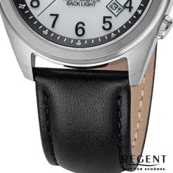 Regent Herren Armbanduhr Analog Lederarmband schwarz URBA772